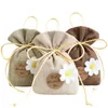 Sachet Bag Drawstring Tomt Candy Herbal Tea Paket Små presentväska Lavendel Aromaterapi Blomma Söt Sovrum Deodorant LX2240