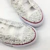 Cristalli fatti a mano Perle Scarpe da sposa Sneakers Scarpe piatte da sposa Scarpe casual da ginnastica in tela Scarpe da ginnastica da damigella d'onore Taglia 34-44 Lettere personalizzate