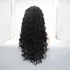 ارتفاع درجة الحرارة الألياف غلويليس البرازيلي الشعر الطويل عميق موجة الطبيعية الأسود الاصطناعية الدانتيل الجبهة الباروكة للنساء