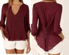 Women Blouses Fashion Long-Sleve V-Neck Shirt chiffon Office Blouse Tops Slim Casual Plus Size S-5XL282I