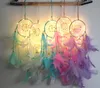 Nuovo Dreamcatcher Dream Catcher LED illuminazione fatta a mano piuma Dreamcatcher con luce String Girls Home romantico appeso decorazione