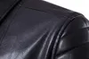 Fashion-Motorcykeljacka Outwear Zipper Black Man Soft PU Läder Biker Coat High QualityM-5XL