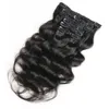 9A Clip Dans Les Extensions De Cheveux Humains Non Transformés Brésiliens Péruviens Malaisiens Indiens Vierges Vague De Corps Cheveux 7pcs / set 120g Pleine Tête Couleur Naturelle