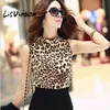 Frete Grátis Mulheres Leopard Chiffon Top Blusa Multi-Color Imprimir camisas Lady Casual sem mangas Blusas Blusas Femininas