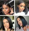 Neue Bob Lace Front Echthaar Perücken mit Babyhaar vorgezupft brasilianisches Remy Haar natürlicher Haaransatz gerade kurze Bob Perücke für Blac5818429