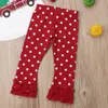 Roupa de Natal dos miúdos Set Lace mangas compridas Dot Car Impresso dos desenhos animados Top + Dot Alargamento Pants Suit roupas Outfits Xmas Girl T-shirt novo GGA2696