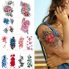 Suluboya 19 * 9cm Dövme Kelebekler Çiçekler Geçici Dövme Çıkartma Beden Sanatı Eller Kol Bacak Tasarım Kadınlar Erkekler Güzellik Takı Kına 3D