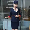 Vårens höst Professionell kvinnlig kostym Stewardess Kvinna Kvinna Work Uniform Hat Jacket Byxor Kosmetolog Skönhet Salong Arbetskläder