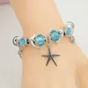 Pandora design charme pulseiras vintage jóias de prata para mulheres rosa azul ocean série starfish tartaruga animal diamante cristal grânulos pulseiras