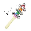 Stick de madeira Novo estilo Jingle Bells Rainbow Hand Shake Sound Bell Rattles Baby Educational Toy 18CM DA0966508669