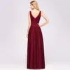 Deep V Neck Burgundy Druhna Sukienki 2019 Linia Backless Seksowna podzielona na bal maturalna sukienki na imprezę szatą de soiree BM01299C