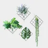 Farmhouse Flowers Decorating Style Metal Grid Backdrop Wall Decor Hanging Artificial Plants Iron Storage Rack Diy Home Decoration Accessories