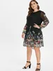 Wipalo Multi Color Plus Size Abito a tunica con ricamo floreale Primavera Estate Elegante abito da vocazione con stampa floreale tribale Abiti 5xl J190531