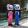 Costume della mascotte del panda di Halloween Cartone animato di alta qualità Red Hat Panda Bear Personaggio a tema anime Costumi di carnevale di Natale