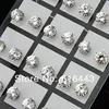 Försäljning 8mm Rensa Österrike Cubic Zirconia Rostfritt Stål Örhängen för Kvinnor Herr Partihandel Mode Smycken 12Pair / 24PCS