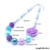 Pretty Design Purple Flower Kid Chunky Necklace Bubblegum Bead Baby Girl Chunky Necklace Jewelry For Toddler Children