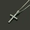 Hip Hop Legierung Gold Silber Kreuz Halskette Anhänger Religiöser Euro aus Rhinestone Crucfix Halskette Für Männer Kostenlose Kubanische Kette Judely Zubehör
