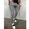 2019 mode Dünne Hosen Sommer Herren Stretch Striped Plaid Hosen Komfortable Hohe Taille Zipper Casual