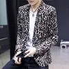 2021 New Man blazer Fashion Print Leopard Notched Collar Full Sleeve Smooth Soft Fabric Coat Male Spring Autumn Slim Outerwear 1122