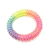 5.5cm Shiny RainBow Telephone Hair Cord Ponies Elastic Soft Flexible Plastic Spiral Coil Wrist Bands Girls Hair Accessories Rubber Ties
