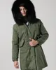 7 colori Uomo cappotti da neve nero pelliccia di procione con cappuccio felpa antivento marca Meifeng fodera in pelliccia di coniglio nero verde militare tela lungo parka