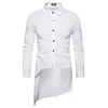 새로운 대외 무역 남성 레저 패션 성격 재봉 긴 사춘기 테일 스퀘어 칼라 행 버튼 긴 소매 셔츠