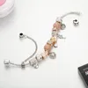 Vente en gros - nouveau bracelet à breloques avec boîte d'origine pour bijoux plaqué argent bricolage pendentif coeur pêche bracelet perlé