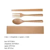 Japanese Wooden Cutlery Set Healthy Wooden Dinnerware Gift Set Portable Travel Wooden Chopsticks Spoon Fork Box Flatware Sets