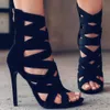 Hot Sale-Hoge Hak Sandalen Dames Sexy Hollow Fashion Catwalk Sandalen Terug Rits Vrije tijd Slanke Hoge Hak Avondschoenen Nieuwe Stijl