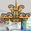 Europese retro creatieve lamp Tiffany glas in lood woonkamer eetkamer eetkamer dubbele villa grote kroonluchter liefde baroklampen tf009