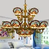 European retro creative lamp Tiffany stained glass living room dining room double villa large chandelier love Baroque lamps TF009