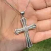 Choucong helt nya unika lyxsmycken Cross Pendant 925 Sterling Silver Pave White Clear 5A Cubic Zirconia CZ Women Necklace WI222R