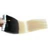 黒と金髪のヴァージンオムレペルーレミーの髪40 PCのPUの皮の皮の緯糸の髪の伸びのある毛皮の伸縮性のあるテープ