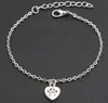 Nieuwe Dog Paw Prints Heart Charms Armband Antiek Zilver DIY Handgemaakte Link Ketting Armband Voor Vrouwen Heet