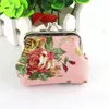 Nieuwe vrouwen schattige portemonnee retro bloem canvas kleine portemonnee meisjes veranderen zak pouch hasp sleutels tas metalen staaf openen Carteras