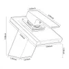 욕실 폭포 LED 수도꼭지 유리 폭포 폭포 황동 유역 수도꼭지 욕실 믹서 탭 데크 장착 분지 싱크대 믹서 탭