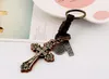 Retro Christian Cross Brelok Skórzany Stop Klucz Pierścień Urok Car Keyring Moda Akcesoria Torba Wisiorek Party Prezent LXL929