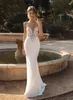 Custom Made Mermaid Backless Wedding Dresses Plunging Neck Beaded Beach Lace Bridal Gowns Bohemian Plus Size Vestido De Novia