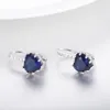 Fashion- Stainless steel Heart Shape Stud Earrings blue color for Women Genuine Jewelry rose gold love earring Crystal CZ Enamel Party Gift