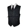 Svart Print Groom Västar 2019 Singelbröst Män Väst för Prom Formell Groomsmen Vest Wedding Waistcoat