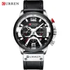 Curren Mens Watches Top Brand Luxury Leather Sports Watch Men Men Fashion Chronograph Quartz Man Horloge imperméable Relogio Masculino2782245