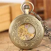 Steampunk Vintage Silver/Black/Bronze Color Pocket Watch Roman Number Case Hand Wind Mechanical Watches for Men Women with Pendat Chain