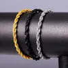 (TB-0016) (20 cm * 4 mm) 316L de acero de titanio Blanco / Dorado Color de la cuerda Pulseras de cadena Joyas para hombres No se desvanecen