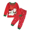 Set di vestiti natalizi per bambini Ragazza Ragazzo Abiti autunnali T-shirt da Babbo Natale Pantaloni a righe Set Pigiama a maniche lunghe per bambino