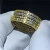 choucong Bague De Luxe Plein Diamant Or Jaune Rempli 925 argent Bague De Fiançailles De Mariage Anneaux pour femmes hommes Bijoux