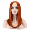 Parrucche per capelli sintetici da donna medio lunghe dritte Cosplay arancione scuro 50 cm