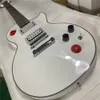 Yeni Özel Nadir Buckethead Studio Bariton Gitar Kırmızı Düğmesi Arcade Düğmesi Kill Switch Alpine Beyaz Elektro Gitar Guita7925049