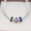 Andy Jewel Autentico 925 Sterling Silver Beads Viola Mosaico Brillante Eleganza Spacer Clip Charms Adatto per bracciali gioielli stile Pandora europeo Neckla