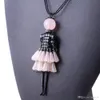 Rhinestone Necklaces Lovely Dress Doll Sweater Girls Pendant Jewelry Chain Long Necklace