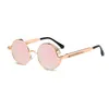 Wholesale-Hot Selling Round Metal Steampunk Sunglasses Men Women Fashion Glasses Brand Unisex Retro Vintage Round Sunglasses Wholesale